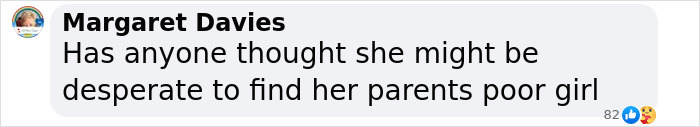 Comment about woman's claim of being Madeleine McCann, expressing empathy for her search for parents.