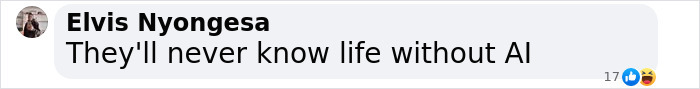 Comment on Gen Beta: "They'll never know life without AI," showcasing Gen Z humor.