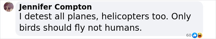 Comment expressing dislike for planes following the latest aviation disaster.