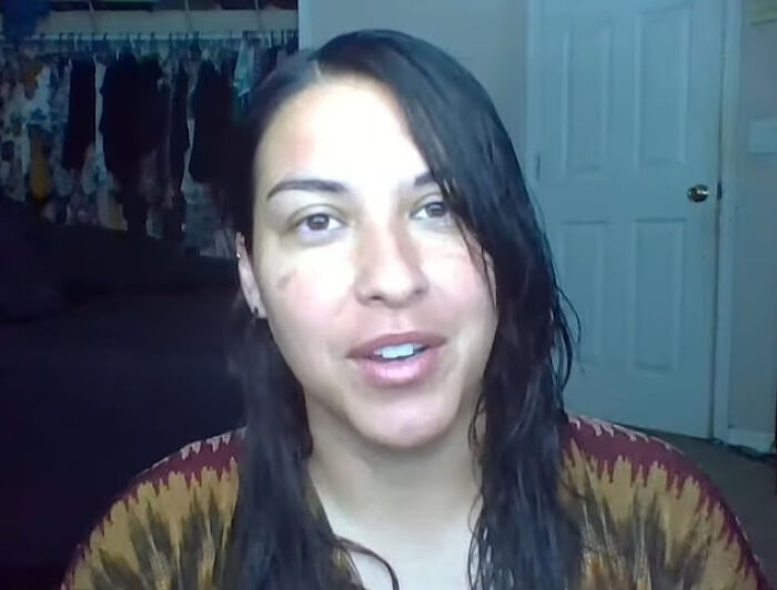 Woman with wet hair speaking in a casual room setup discussing boy ate in teacher’s classroom issues fitting in case.