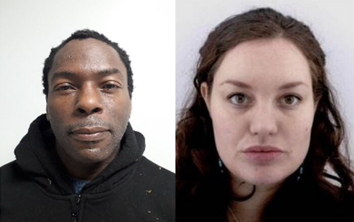 Mugshots of Aristocrat Constance Marten and partner Mark Gordon, convicted of killing their newborn daughter.