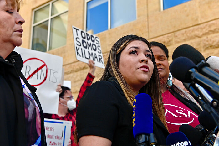 Protesters speak to media about Kilmar Abrego Garcia tortured in El Salvador jail and threats from gangs.