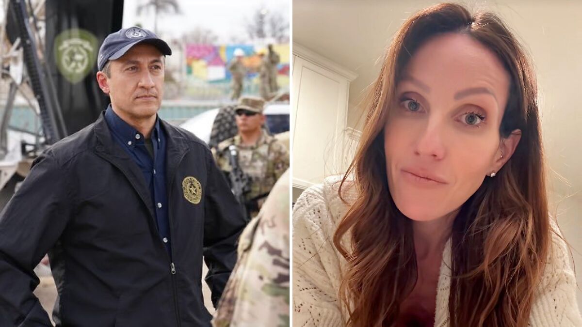 Man in dark jacket and cap outdoors with soldiers, alongside a woman with long hair indoors, related to pro-life Republican abortion claims.