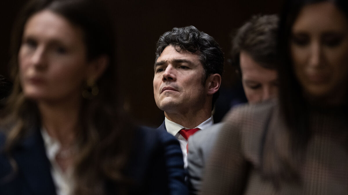 Joe Kent in a formal setting, attending a Senate session related to the National Counterterrorism Center appointment.