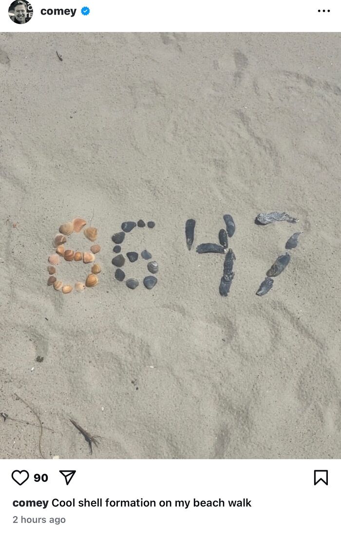 Shells arranged as numbers on sandy beach, related to James Comey’s daughter DOJ news and high-profile prosecutions.