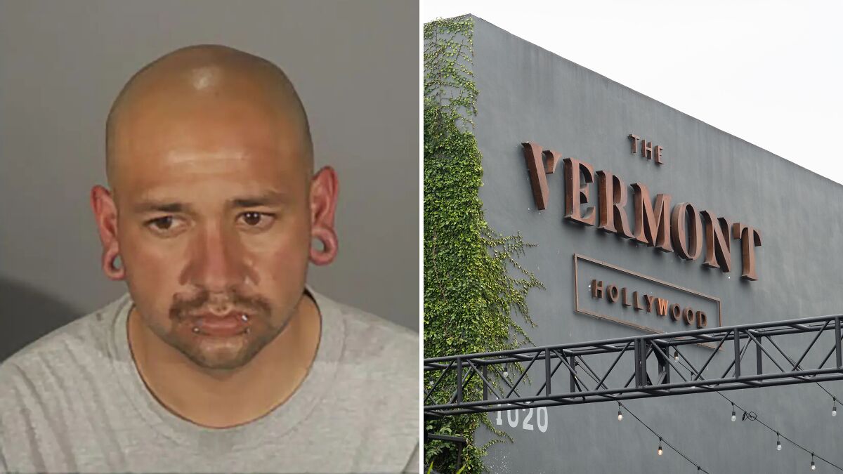 Man in mugshot after police arrest related to shooting and driver ramming into crowd outside L.A. club Vermont Hollywood.