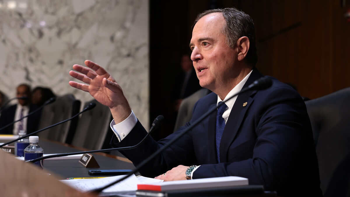 Senator Adam Schiff speaking during a formal committee session, discussing mortgage fraud investigation reports.