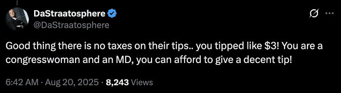 GOP Congresswoman Goes Viral For Absurd Tip She Left While Celebrating ‘No Tax On Tips’