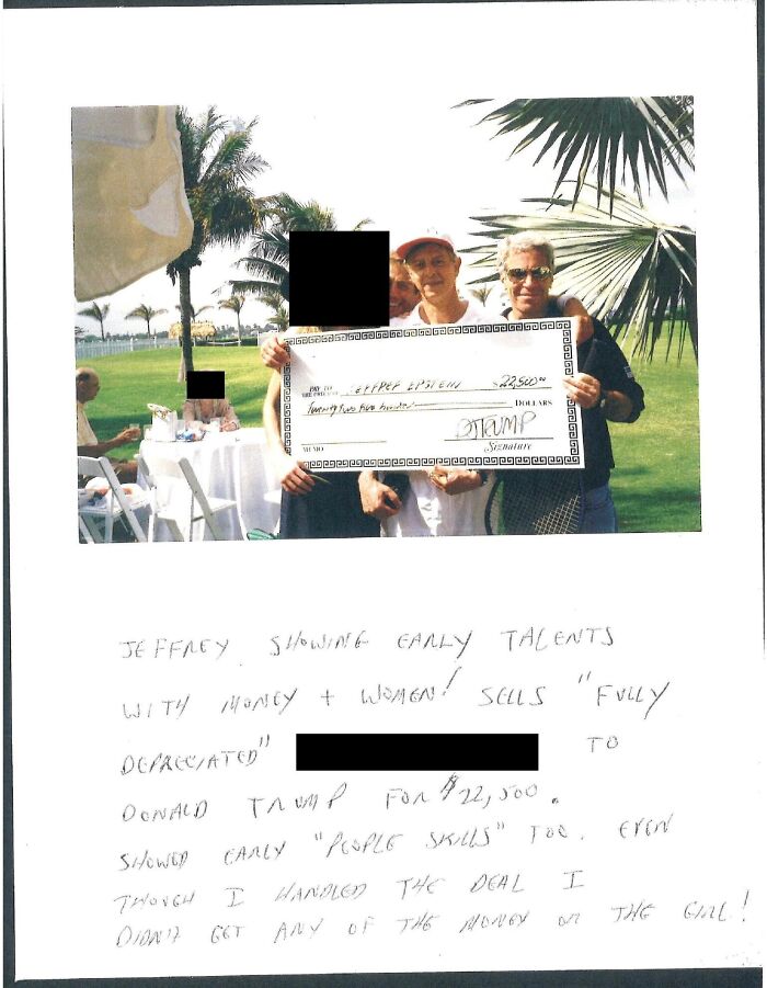 Epstein Birthday Book Photo Reveals Trump “Buying Girl” After His Alleged Note Goes Public