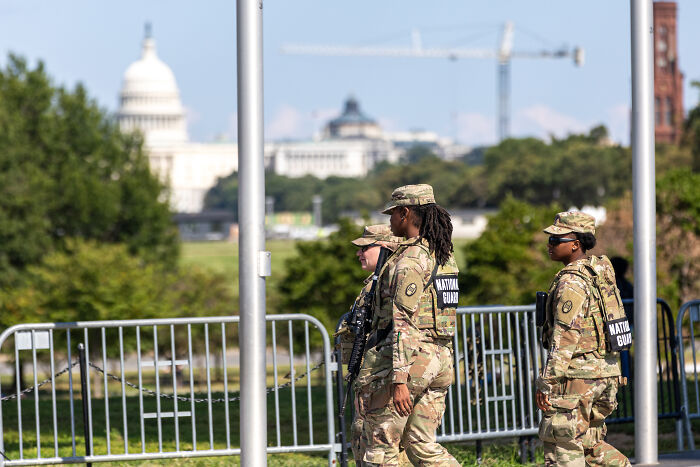 National Guard troops patrolling near the Capitol amid rising tensions over domestic violence remarks backlash. National Guard troops patrolling near the Capitol amid rising tensions over domestic violence remarks backlash.
