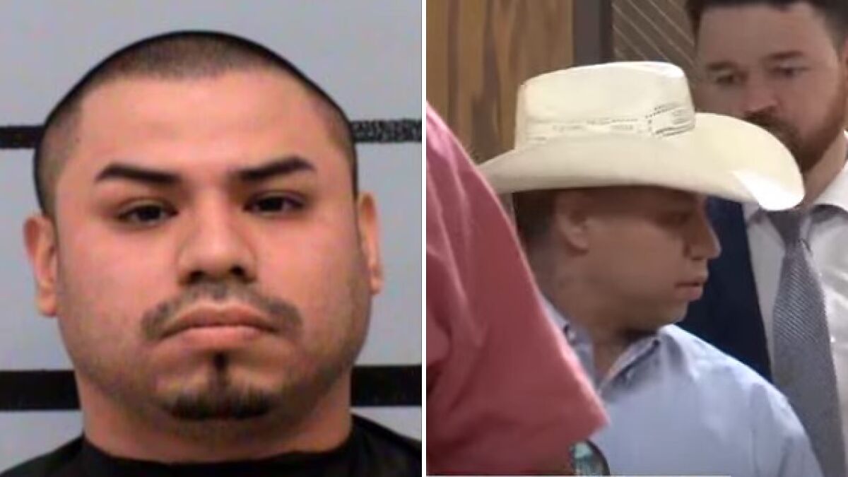 Mugshot and courtroom image of dad guilty of manslaughter after giving baby girl Benadryl to spend time with wife