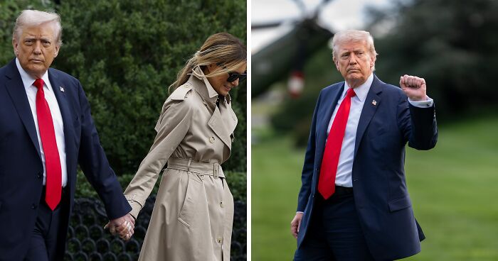 Donald Trump Injury Concealed By Melania’s Strategically Placed Hand As They Land In The UK