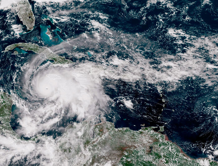 Satellite image showing Hurricane Melissa approaching Jamaica, capturing storm clouds and severe weather impact across the region. Satellite image showing Hurricane Melissa approaching Jamaica, capturing storm clouds and severe weather impact across the region.