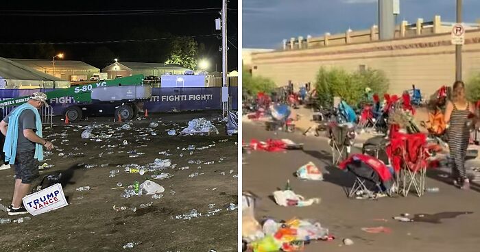 People Highlight the Difference Between Trump Rally Mess and No Kings Protests