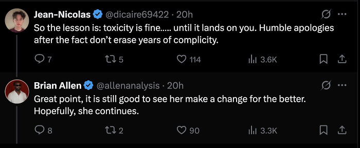 Screenshot of Twitter conversation about toxicity and change in response to Marjorie Taylor Greene’s viral political remarks. Screenshot of Twitter conversation about toxicity and change in response to Marjorie Taylor Greene’s viral political remarks.