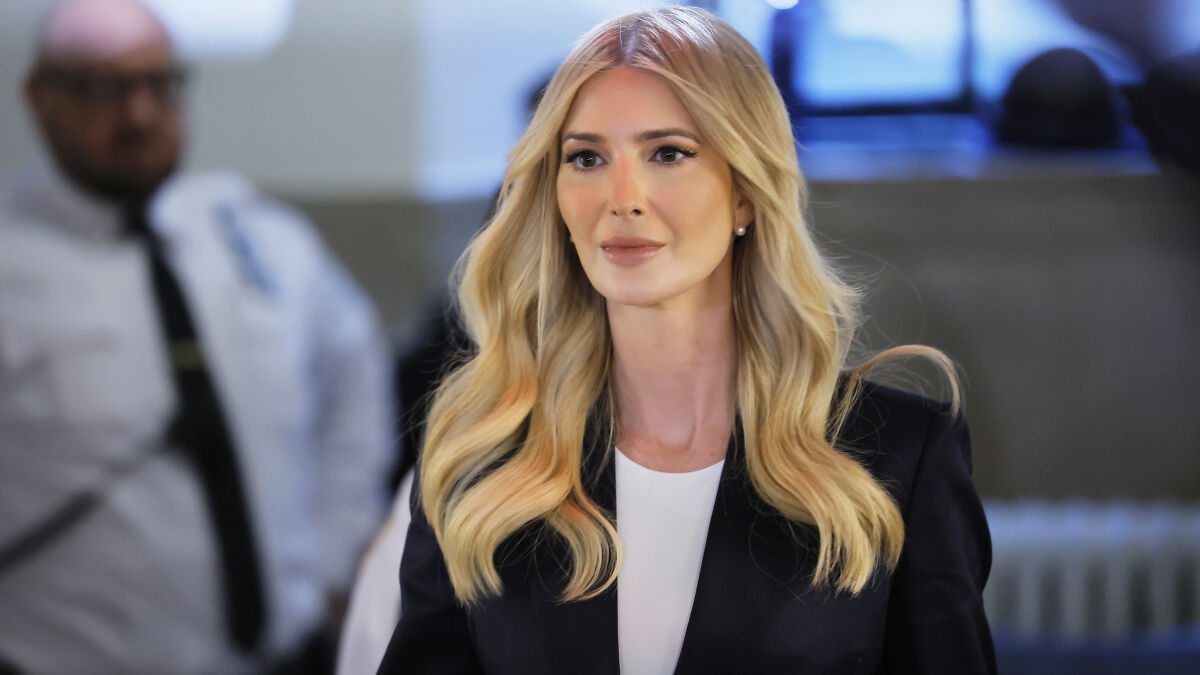 Ivanka Trump wearing a black blazer and white top, standing indoors, criticized over social media post amid SNAP cuts