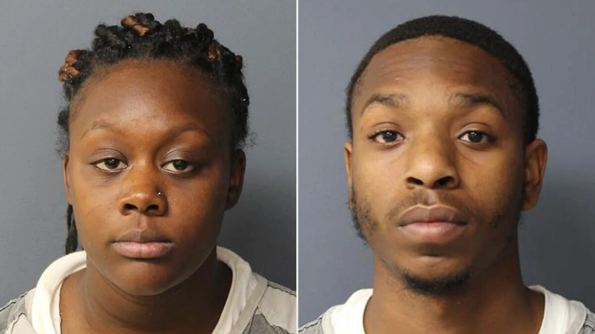 Mugshots of parents jailed after saying 9-day-old baby passed away following a stroller fall incident.