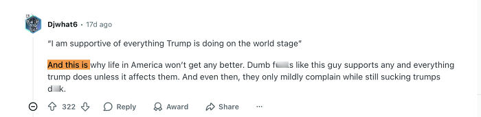 Screenshot of a social media comment criticizing MAGA fans complaining about rising food costs and Trump support.