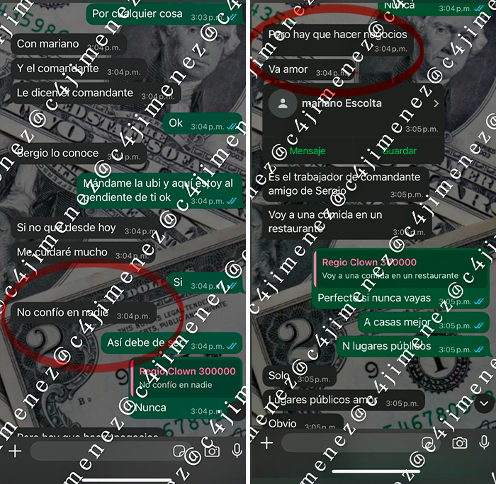 Chat conversation screenshots discussing Coco Chanel, a new substance linked to Colombian musicians' slayings in Mexico.