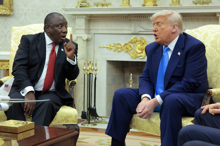 Donald Trump in a meeting with a world leader, engaged in a heated discussion during his first year back in power. Donald Trump in a meeting with a world leader, engaged in a heated discussion during his first year back in power.