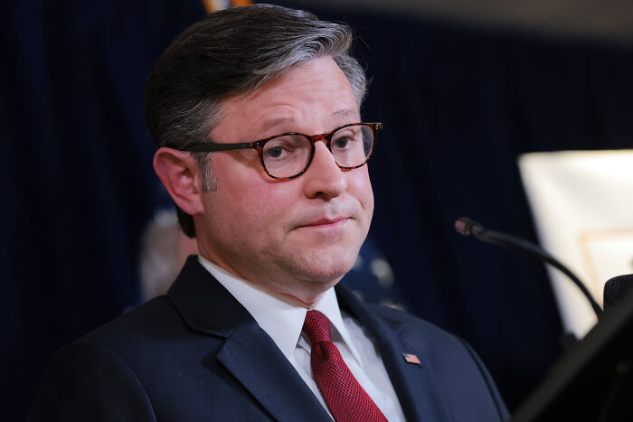 House Speaker Mike Johnson speaking at a press conference amid MAGA women revolt over his decision to stay in power. House Speaker Mike Johnson speaking at a press conference amid MAGA women revolt over his decision to stay in power.
