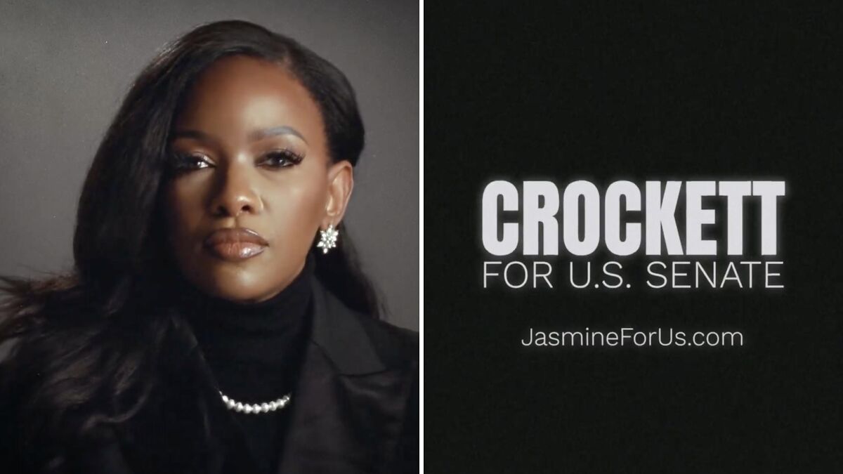 Jasmine Crockett in a bold U.S. Senate campaign video responding to Trumpu2019s low IQ insults with confidence.