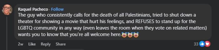 Screenshot of a Facebook comment under scrutiny in Miami Beach mayor free-speech police questioning controversy. Screenshot of a Facebook comment under scrutiny in Miami Beach mayor free-speech police questioning controversy.