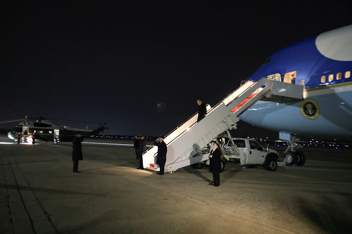 Trump, 79, Struggles To Descend Air Force One Stairs After Surprise Health Disclosure Trump, 79, Struggles To Descend Air Force One Stairs After Surprise Health Disclosure