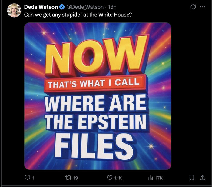 Colorful graphic with the text where are the Epstein files, shared in a tweet about the White House announcement.