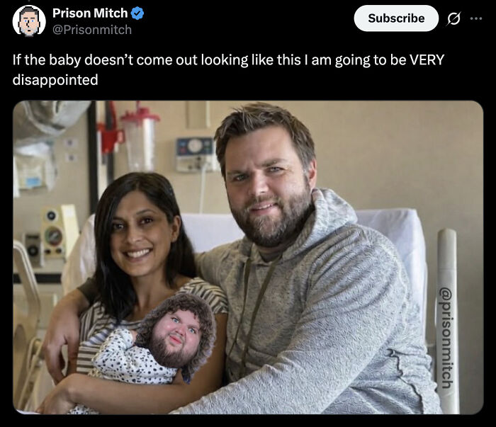 Couple in hospital celebrating pregnancy news with reactions going wild online about Usha Vance fourth pregnancy announcement.