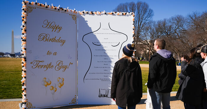 Oversized Replica Of Alleged Trump–Epstein Birthday Note Pops Up On National Mall